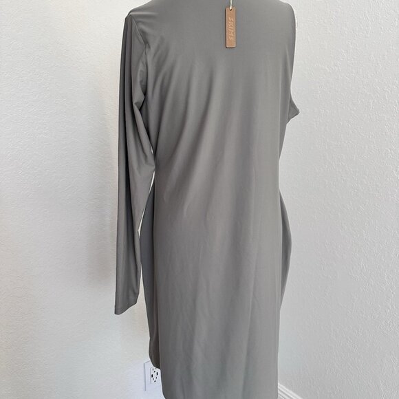 Skims Lace Up Mini Dress Women's Gray Long Sleeve One Sleeve Stretch Plus Sz 3X - Picture 3 of 6